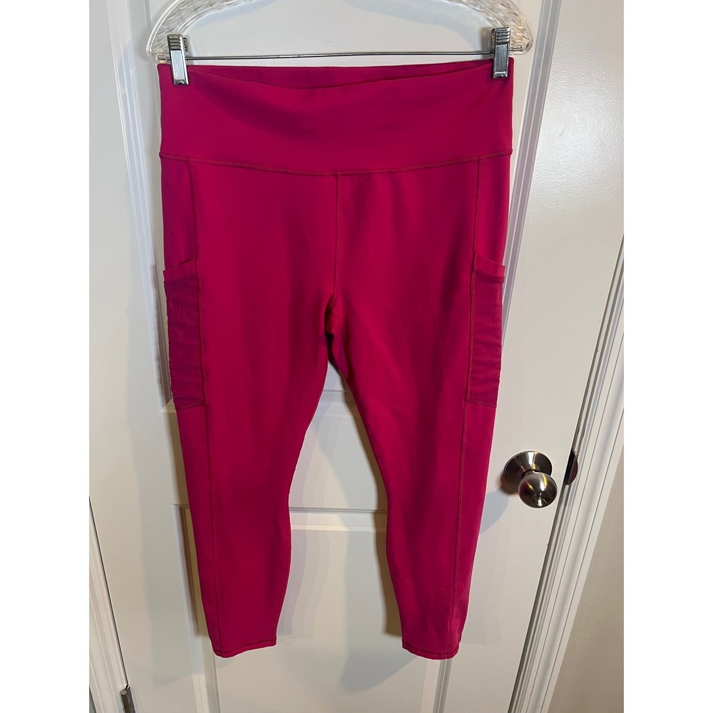 Fabletics Womens Leggings PowerHold Mesh Pockets Pink Size L